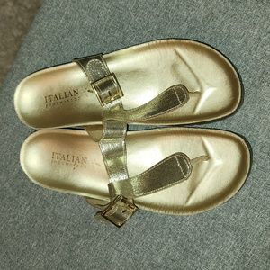 Italian shoemaker gold sandals